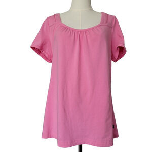 Nick & Nora Pink Short Sleeve Pajama Top Sleepwear Sz L Casual Loungewear Y2K